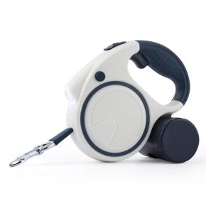 Retractable Dog Leash with poop bag and flashlight
